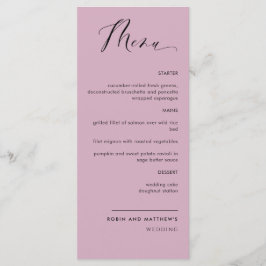 Elegant Mauve, Calligraphy Bröllop / Reception Meny