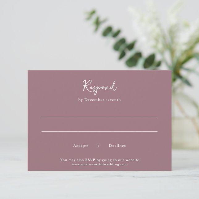 Elegant Mauve Clean Bröllop OSA Kort (Stående Fram)