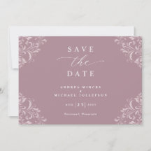 Elegant Mauve Dammrosa Bröllop Spara Datum