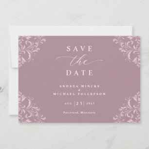 Elegant Mauve Dusty Ro Bröllop spara datum Datumet