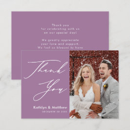 Elegant Mauve Elegant Script Modern Photo Bröllop Tack Kort