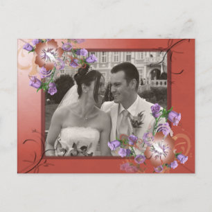 Elegant Mauve & Finare Flowers Ram Anpassningsbar Vykort