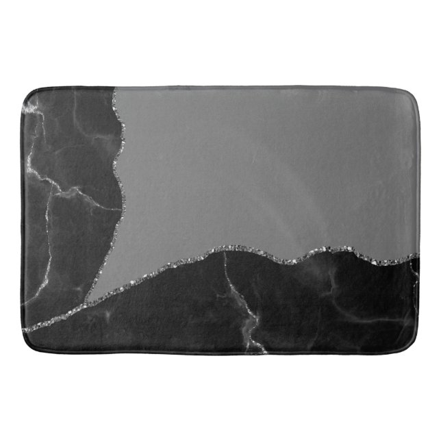 Elegant Mauve Grått Faux Glitter Marble Badrumsmatta (Framsidan)