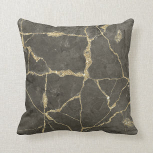 Elegant mauve grått faux guld glitter marmor kudde