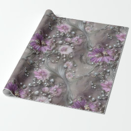 Elegant Mauve, Grått och Elfenbenskustens Blommigt Presentpapper