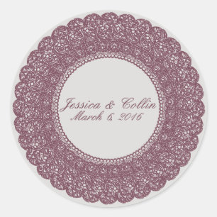 Elegant Mauve & grått snöre anpassningsbar-dekal Runt Klistermärke