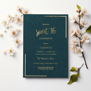 Elegant Mauve grönt guld blommigt snöre Sweet 16 Inbjudningar