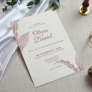 Elegant Mauve Löv Minimal Bröllop Inbjudningar