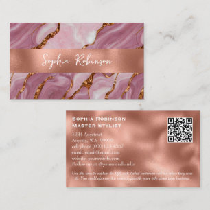 Elegant Mauve Marble och Faux Copper-Affärskortet Rabattkort