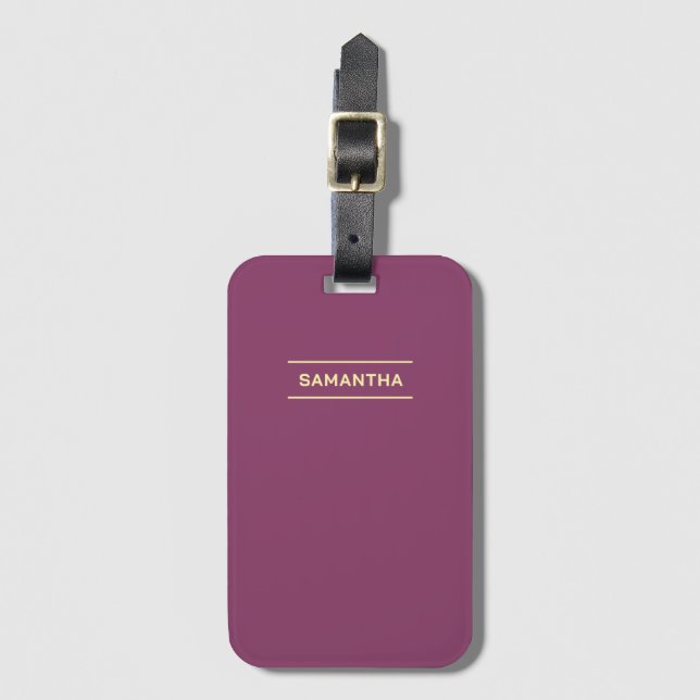 Elegant Mauve med Namn Bagagebricka (Framsida vertikal)