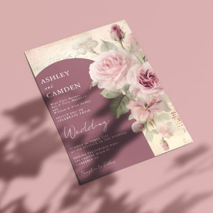 Elegant Mauve och Dusty Ro Bröllop Inbjudningar