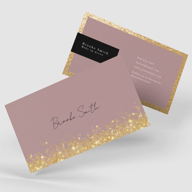 Elegant Mauve och Guld Luxury Visitkort (Skapare uppladdad)