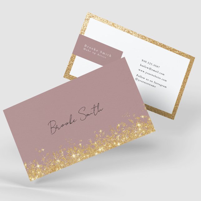Elegant Mauve och Guld Luxury Visitkort (Skapare uppladdad)