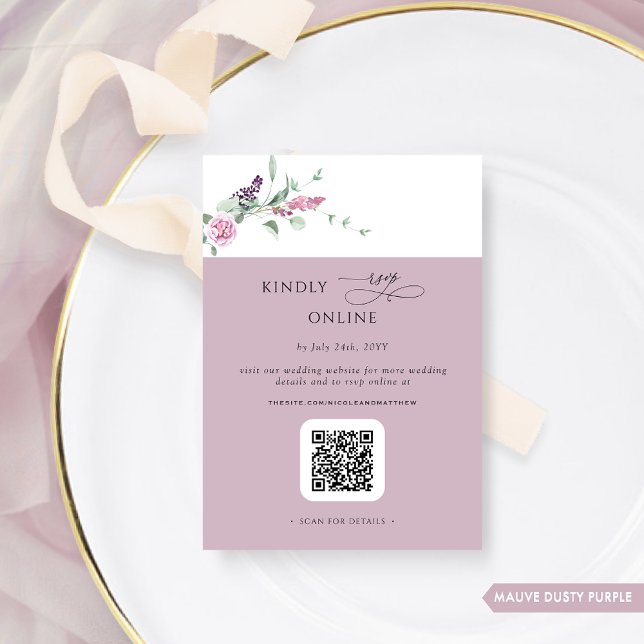 Elegant Mauve Pastel Blommigt OSA Online, QR-kod Tilläggskort (Skapare uppladdad)