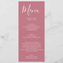 Elegant Mauve Pink and White Roses Wedding Menu Meny
