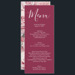 Elegant Mauve Pink and White Roses Wedding Menu Meny<br><div class="desc">This formal menu is perfect for the formal wedding of your dreams. Customize this wedding menu with your own wedding details and foods.</div>