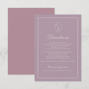 Elegant Mauve-plommonbröllopsriktningskort Tilläggskort