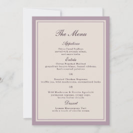 Elegant Mauve Plum Wedding Menu Card Inbjudningar