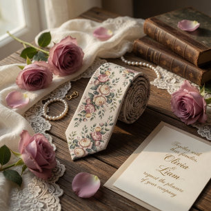 Elegant Mauve Ros Vintage Blommig Slips