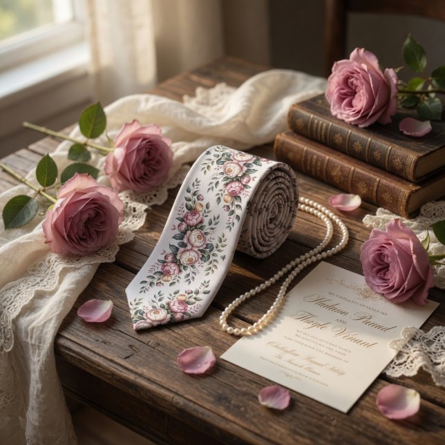 Elegant Mauve Ros Vintage Blommig Slips (Skapare uppladdad)