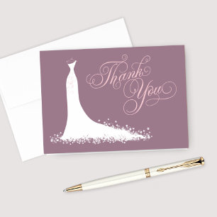 Elegant Mauve Rosa Bröllop Gown Möhippa Tack Kort