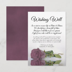 Elegant Mauve Rosa ros Bröllop Wishing well Dikt Tilläggskort