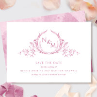 Elegant Mauve Rosa Watercolor Monogram
