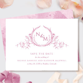 Elegant Mauve Rosa Watercolor Monogram Spara Datumet
