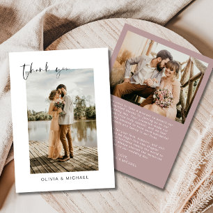 Elegant Mauve Script Photo Bröllop - tackkort Tack Kort