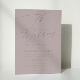 Elegant Mauve Taupe Calligraphy Bröllop Inbjudningar