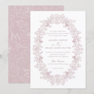 Elegant Mauve  Vintage Blommigt Utandning Bröllop Inbjudningar
