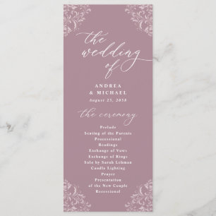 Elegant Mauve Vintage Classic Bröllopsprogram Program