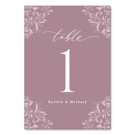 Elegant Mauve Vintage Classic Small Bröllop Bordsnummer