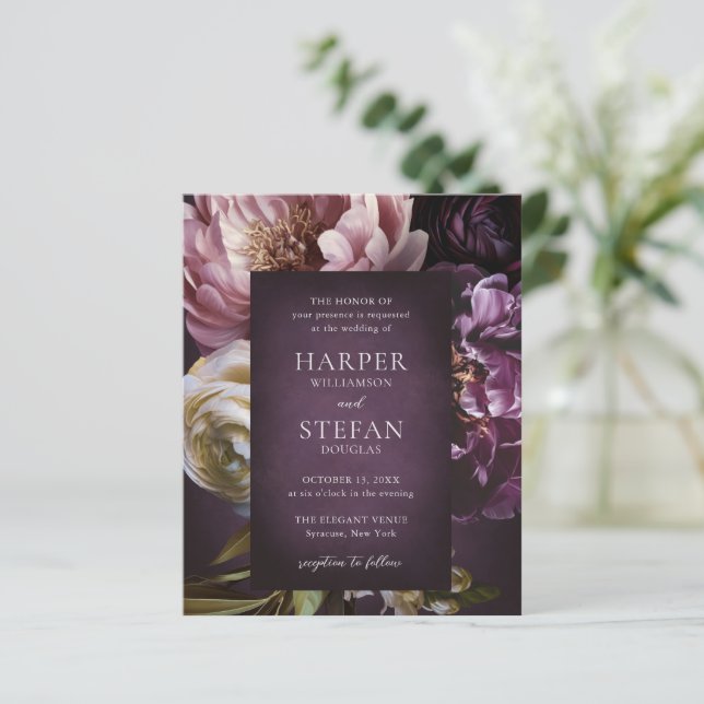 Elegant Maximalist Floral Wedding Invitation (Stående Fram)