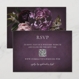 Elegant Maximalist Lila Blommig QR-kod Bröllop OSA Kort