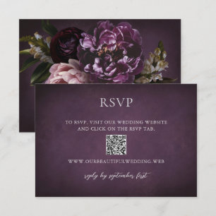 Elegant Maximalist Lila Blommig QR-kod Bröllop OSA Kort