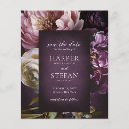 Elegant Maximalistisk Blommig Bröllop Spara Datum Flygblad