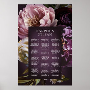 Elegant Maximalistisk Blommig Bröllopsställningspl Poster