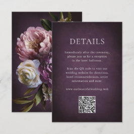 Elegant Maximalistisk Lila Blommig QR-kod Bröllop Tilläggskort