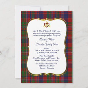 Elegant McDonald Tartan Plades bröllop Inbjudningar