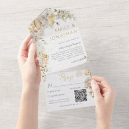 Elegant Meadow Blommigt Bröllop QR-kod