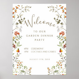 Elegant Meadow Fall Garden Middag Party-tecken Poster
