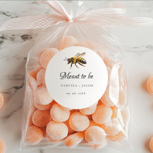 Elegant Meant to Bee Wedding Favor Runt Klistermärke