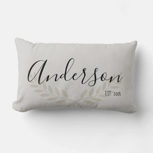 Elegant med Anpassa Familj Namn och est. Datum Lumbarkudde (Framsida)
