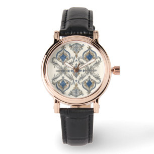 Elegant med blågrått mönster konst, Damklocka Armbandsur