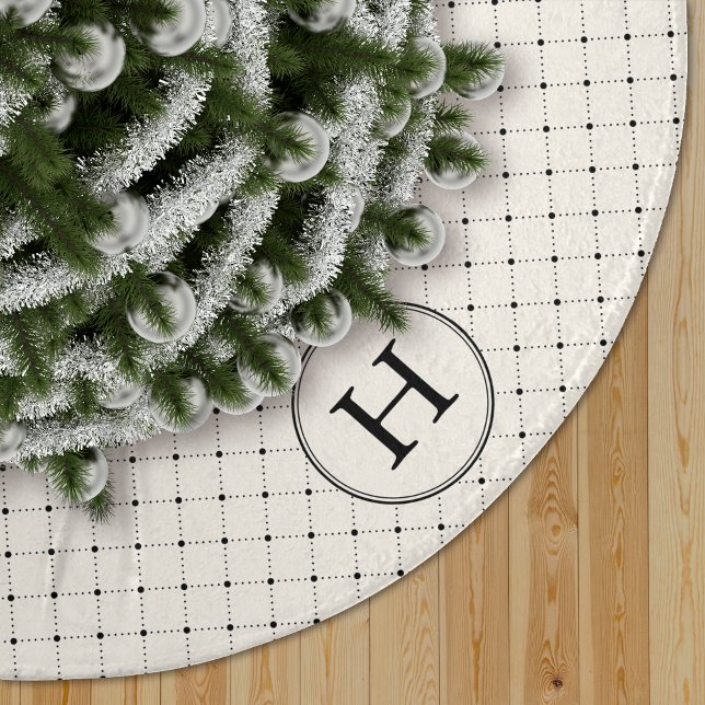 Elegant med diamantmonogram julgransmatta fusklinne (Skapare uppladdad)