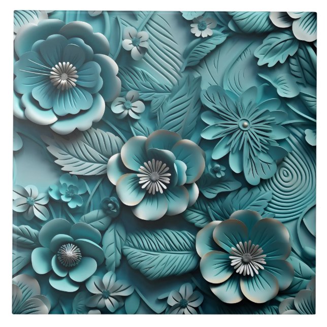 Elegant med inbyggd 3D-Blommigt Relief Kakelplatta (Framsidan)