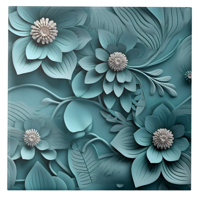 Elegant med inbyggd 3D-Blommigt Relief Kakelplatta (Framsidan)