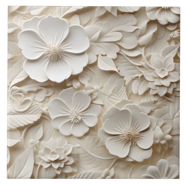 Elegant med inbyggd 3D-Blommigt Relief Kakelplatta (Framsidan)