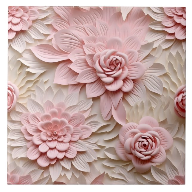 Elegant med inbyggd 3D-Blommigt Relief Kakelplatta (Framsidan)